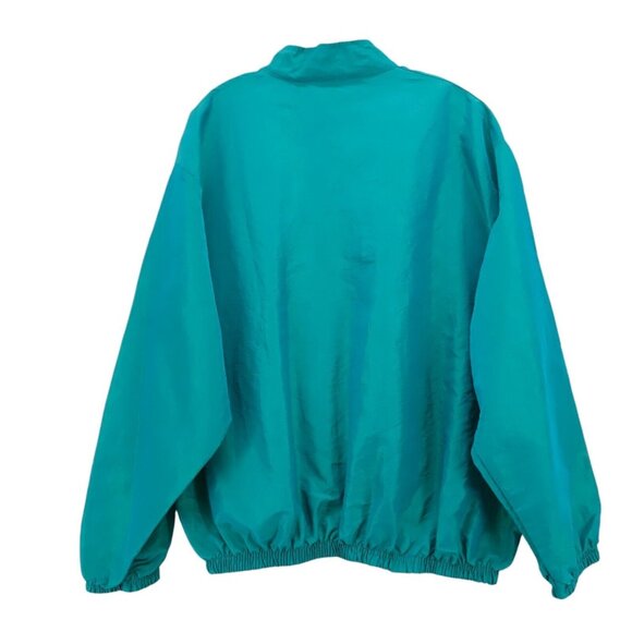 Vintage 90s SURF STYLE Windbreaker Jacket 1/4 Zip Iridescent Blue Green ONE SIZE - Picture 3 of 6